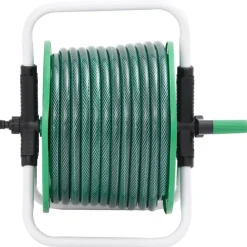 vidaXL Enrouleur de tuyau vert sur pied avec tuyau de 20 m PVC
