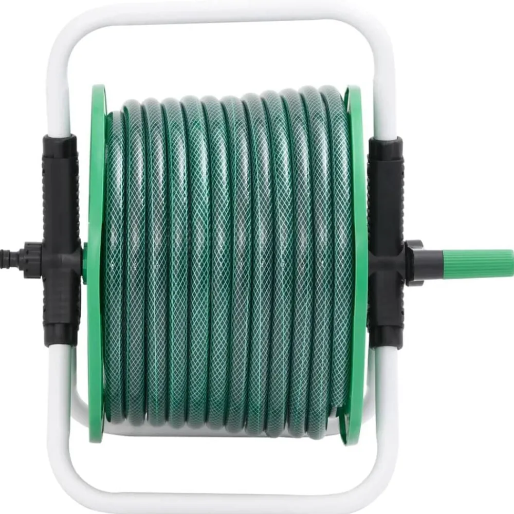 vidaXL Enrouleur de tuyau vert sur pied avec tuyau de 20 m PVC