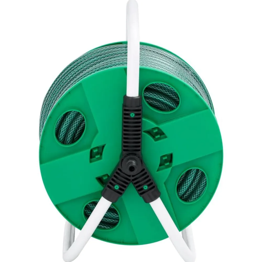 vidaXL Enrouleur de tuyau vert sur pied avec tuyau de 20 m PVC