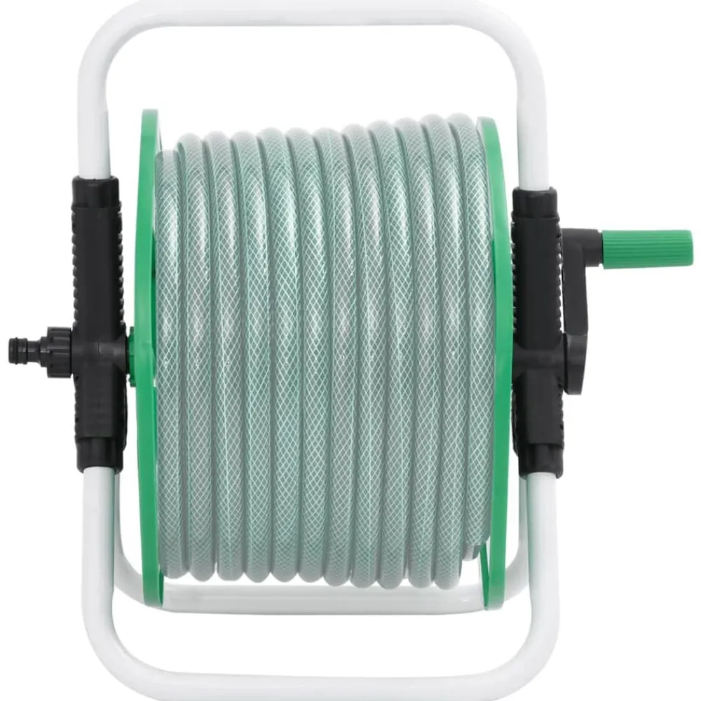 Accessoires De Quincaillerie-vidaXL Enrouleur de tuyau vert sur pied pour tuyau de 45 m 1/2" acier