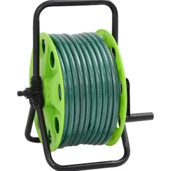 vidaXL Enrouleur de tuyau vert sur pied avec tuyau de 20 m PVC