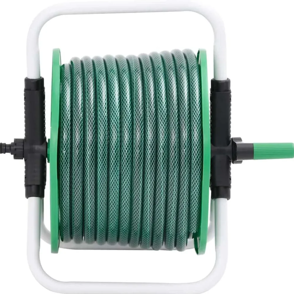 Accessoires De Quincaillerie-vidaXL Enrouleur de tuyau vert sur pied avec jeu de raccords de tuyaux