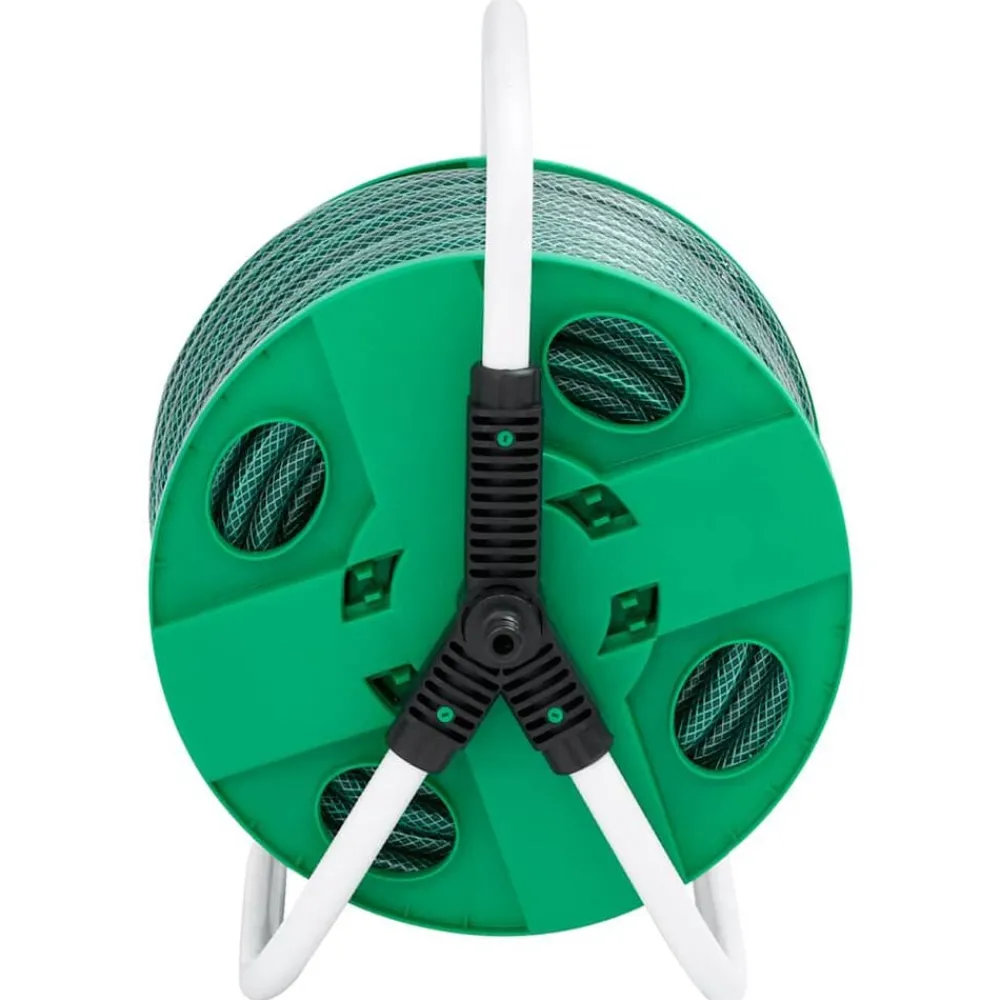 Accessoires De Quincaillerie-vidaXL Enrouleur de tuyau vert sur pied avec jeu de raccords de tuyaux