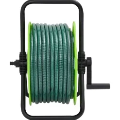 Accessoires De Quincaillerie-vidaXL Enrouleur de tuyau vert sur pied avec jeu de raccords de tuyaux