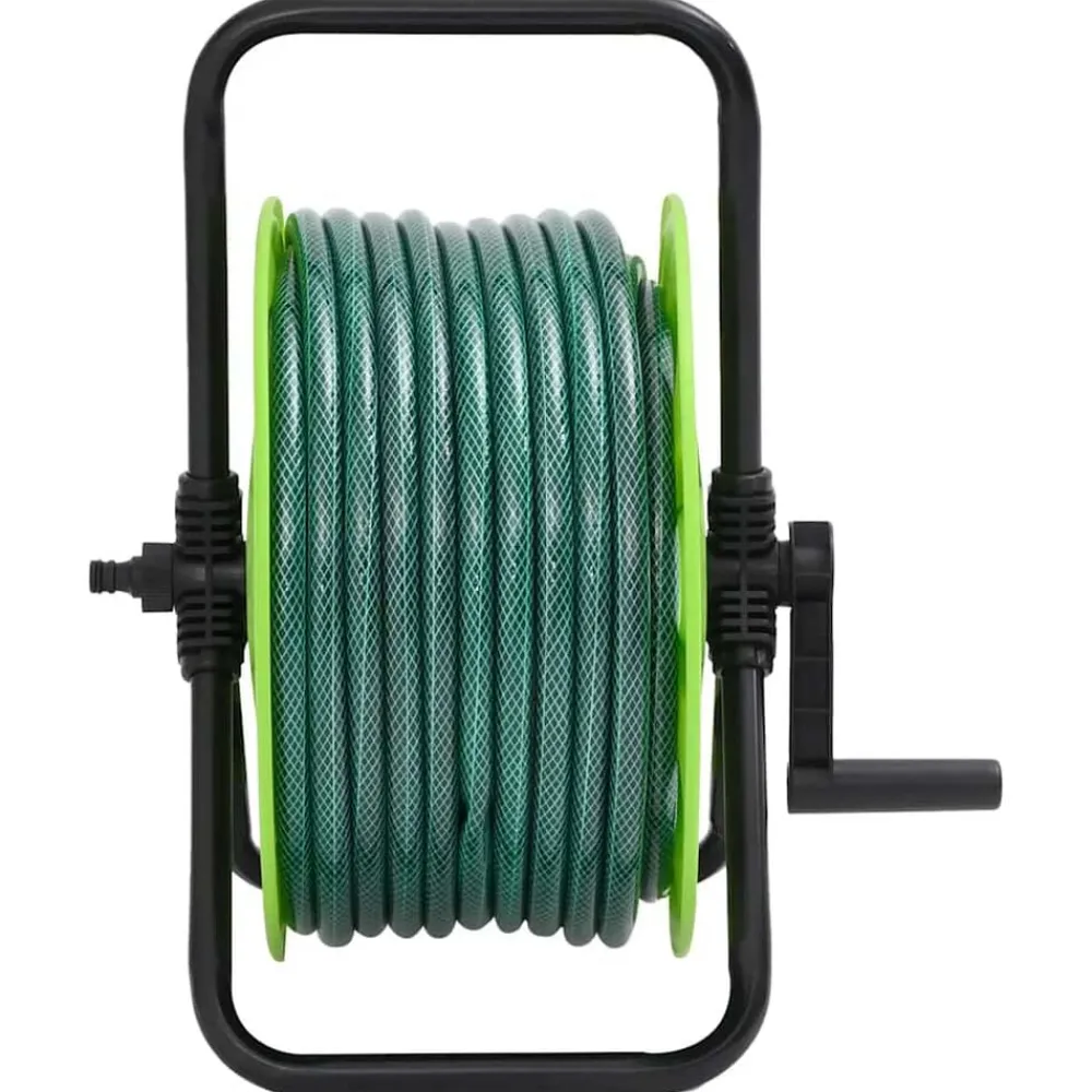 Accessoires De Quincaillerie-vidaXL Enrouleur de tuyau vert sur pied avec jeu de raccords de tuyaux