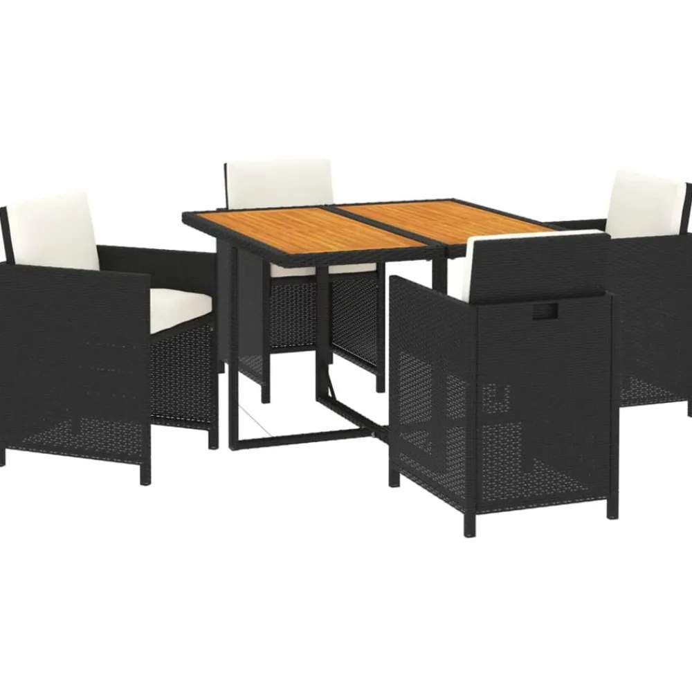 vidaXL Ensemble à dîner de jardin avec coussins 5 pcs poly rotin noir