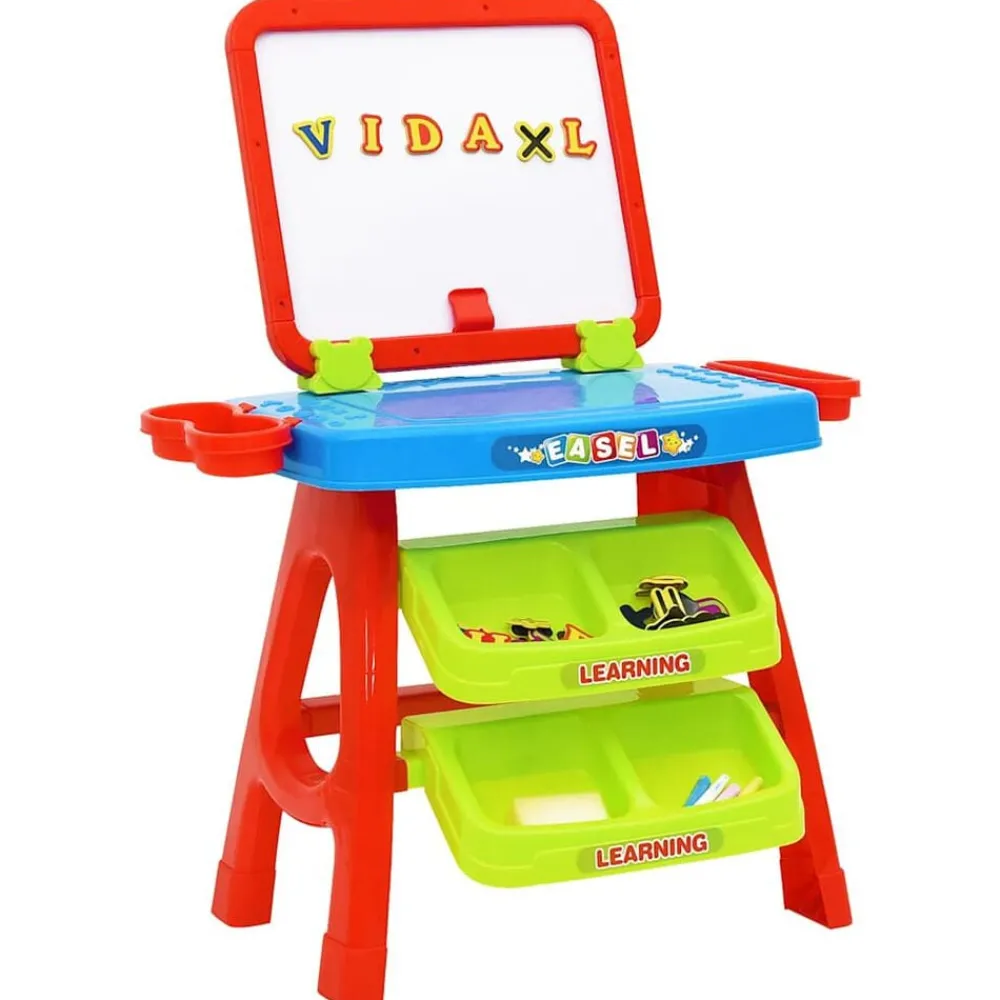 Jouets-vidaXL Ensemble 3 en 1 de chevalet et bureau d'apprentissage enfant