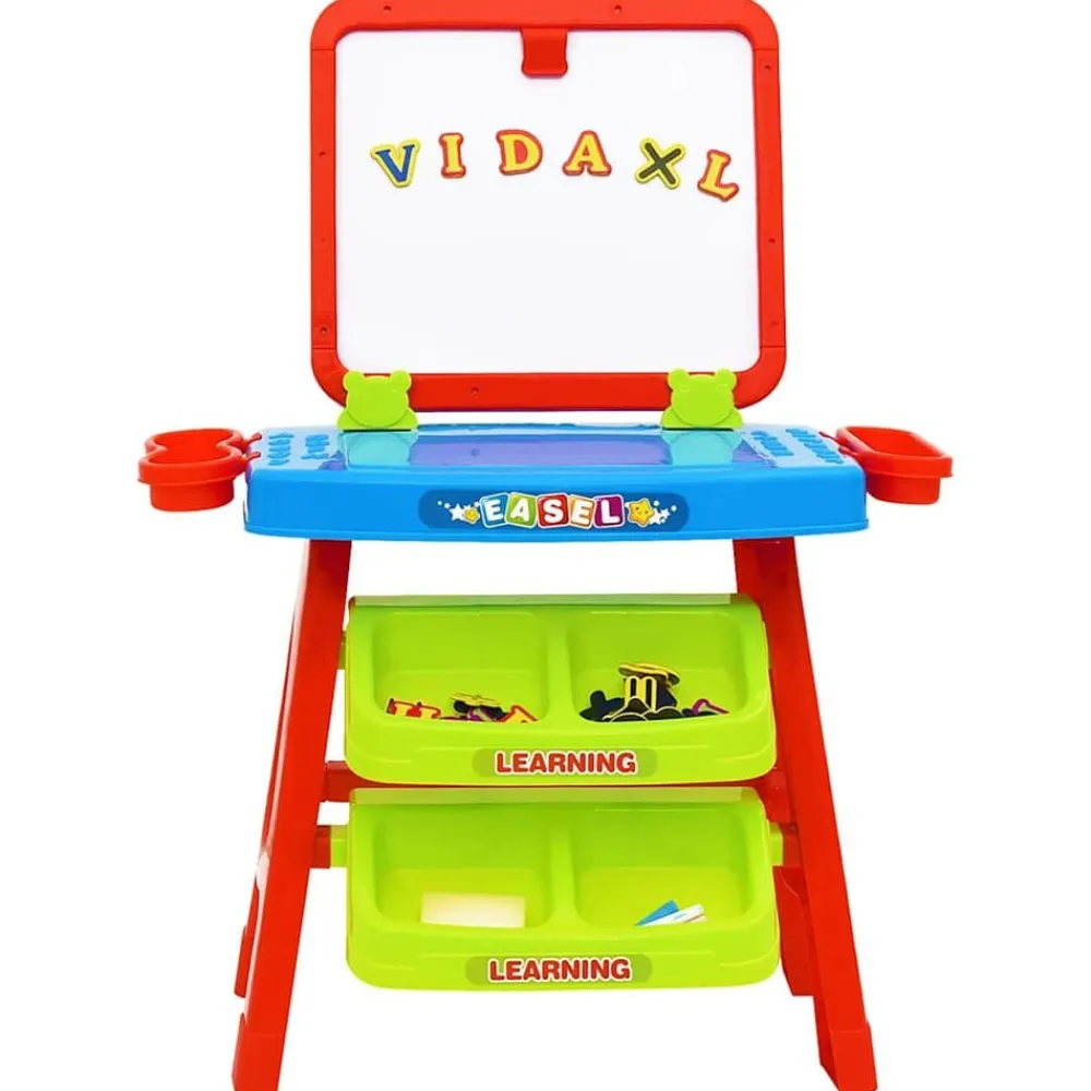 Jouets-vidaXL Ensemble 3 en 1 de chevalet et bureau d'apprentissage enfant