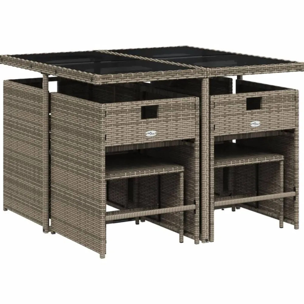 Mobilier De Jardin-vidaXL Ensemble à manger de jardin 9 pcs coussins résine tressée Gris