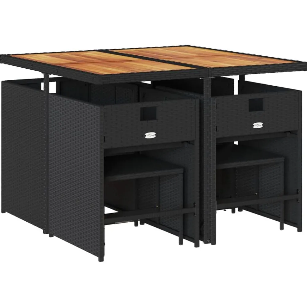 Mobilier De Jardin-vidaXL Ensemble à manger de jardin 9pcs coussins noir résine tressée Noir et crème