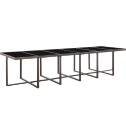 vidaXL Ensemble à manger d'extérieur avec coussins 17 pcs rotin Marron