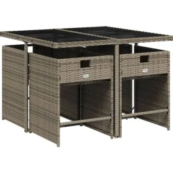Mobilier De Jardin-vidaXL Ensemble à manger de jardin 5 pcs coussins résine tressée Gris