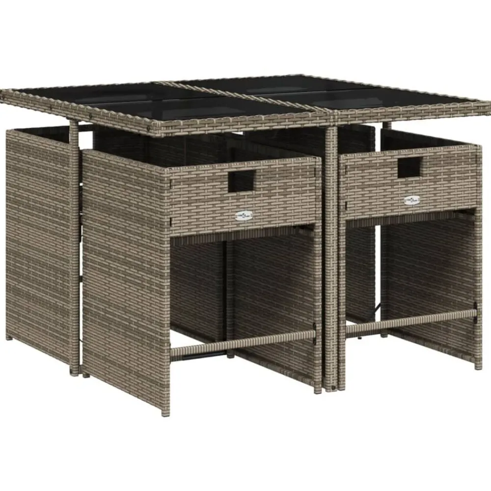Mobilier De Jardin-vidaXL Ensemble à manger de jardin 5 pcs coussins résine tressée Gris