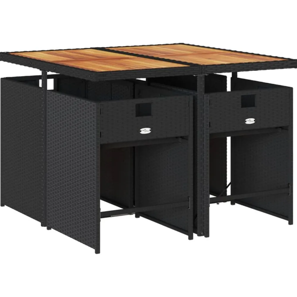 Mobilier De Jardin-vidaXL Ensemble à manger de jardin coussins 5pcs Noir Résine tressée Noir et crème