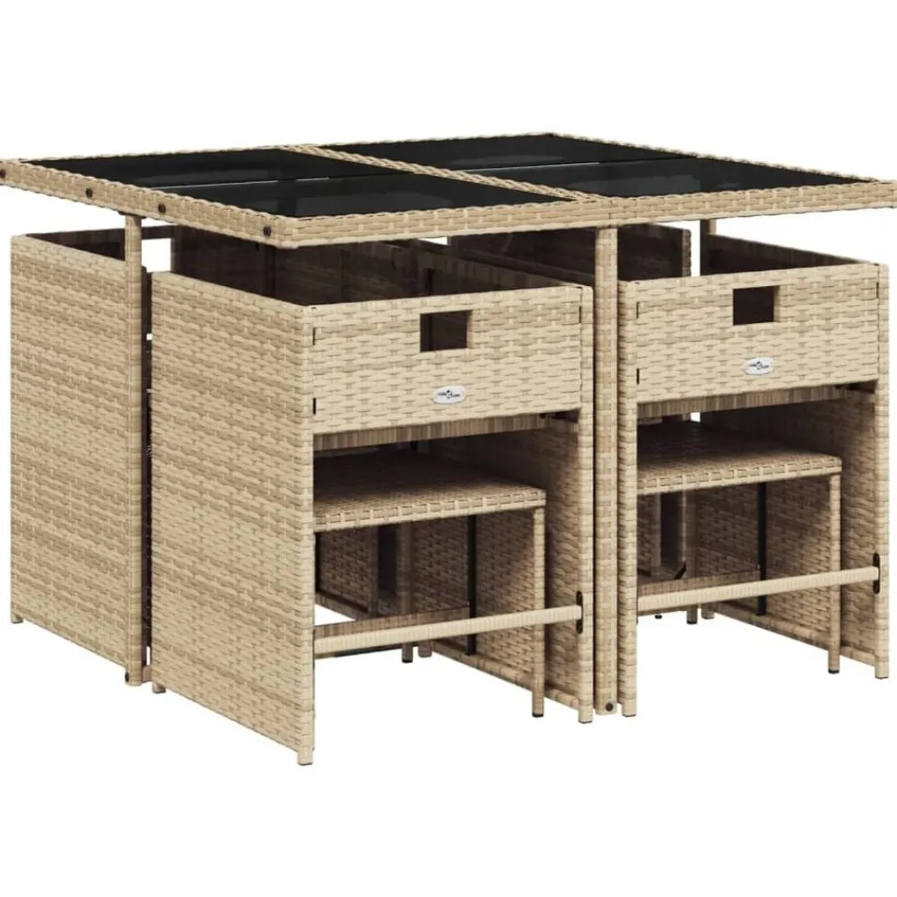 Mobilier De Jardin-vidaXL Ensemble à manger de jardin et coussins 9 pcs mélange beige Mélange de beiges