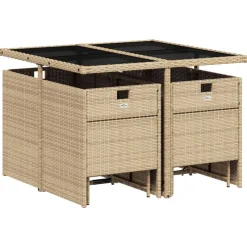 vidaXL Ensemble à manger de jardin et coussins 9 pcs Poly rotin