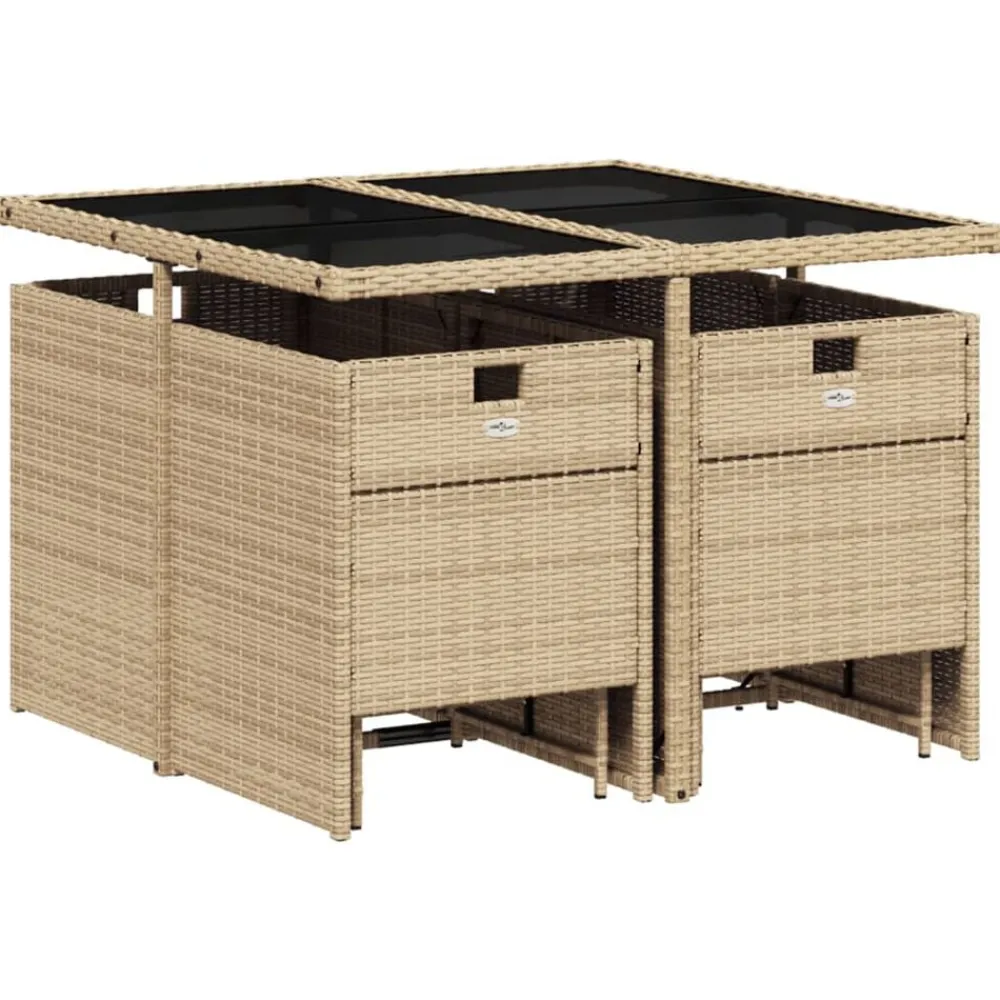 vidaXL Ensemble à manger de jardin et coussins 9 pcs Poly rotin