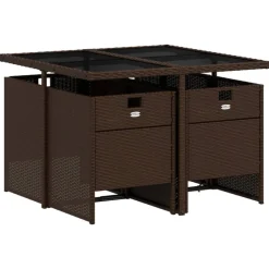 Mobilier De Jardin-vidaXL Ensemble à manger de jardin 5 pcs et coussins marron poly rotin Marron et crème