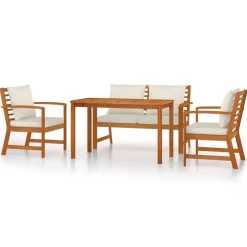 Mobilier De Jardin-vidaXL Ensemble à manger de jardin 4 pcs coussins Bois acacia