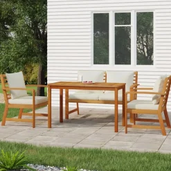 Mobilier De Jardin-vidaXL Ensemble à manger de jardin 4 pcs coussins Bois acacia