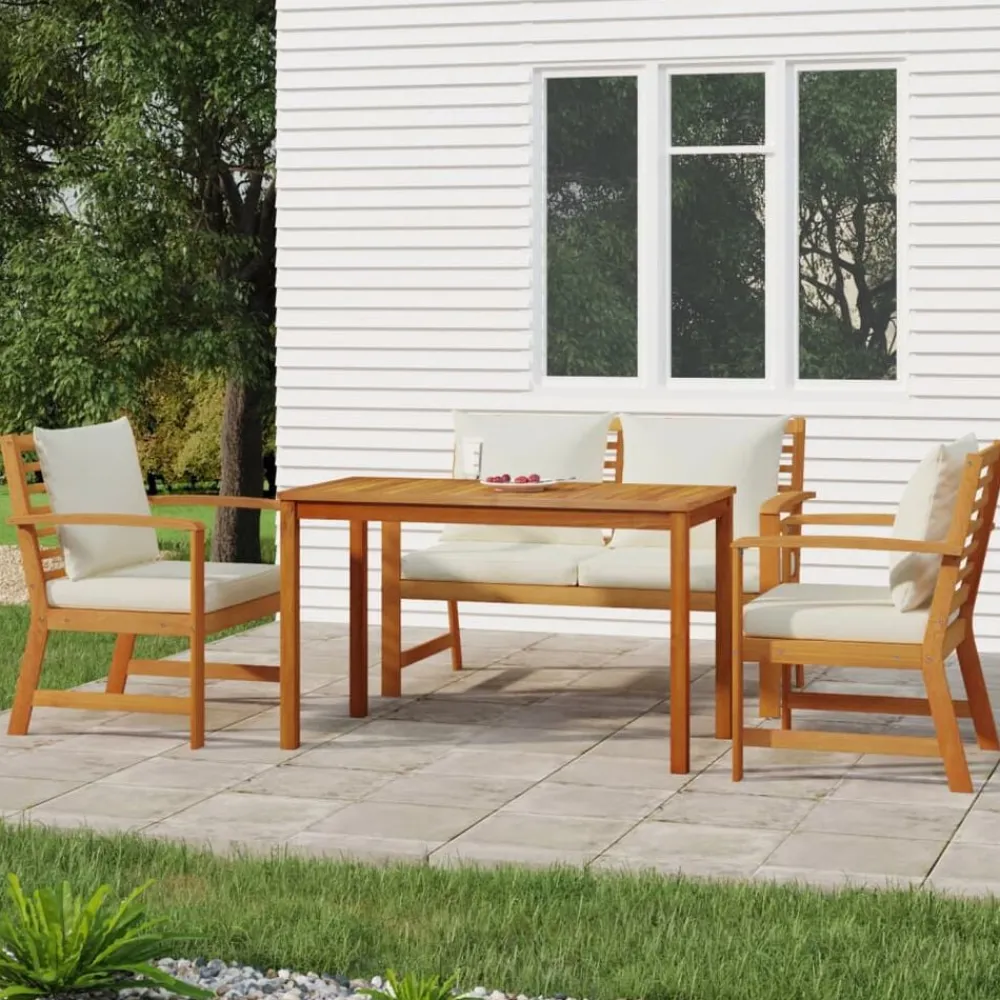 Mobilier De Jardin-vidaXL Ensemble à manger de jardin 4 pcs coussins Bois acacia
