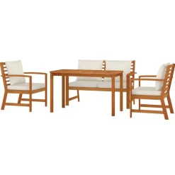 Mobilier De Jardin-vidaXL Ensemble à manger de jardin 4 pcs coussins Bois acacia