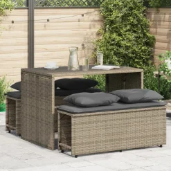 Mobilier De Jardin-vidaXL Ensemble à manger de jardin 3 pcs coussins résine tressée Gris