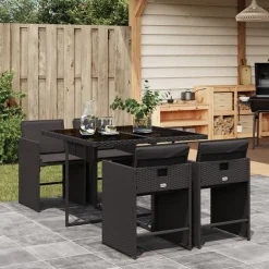 vidaXL Ensemble à manger de jardin coussins 5pcs Résine tressée