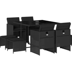 vidaXL Ensemble à manger de jardin 9pcs coussins résine tressée
