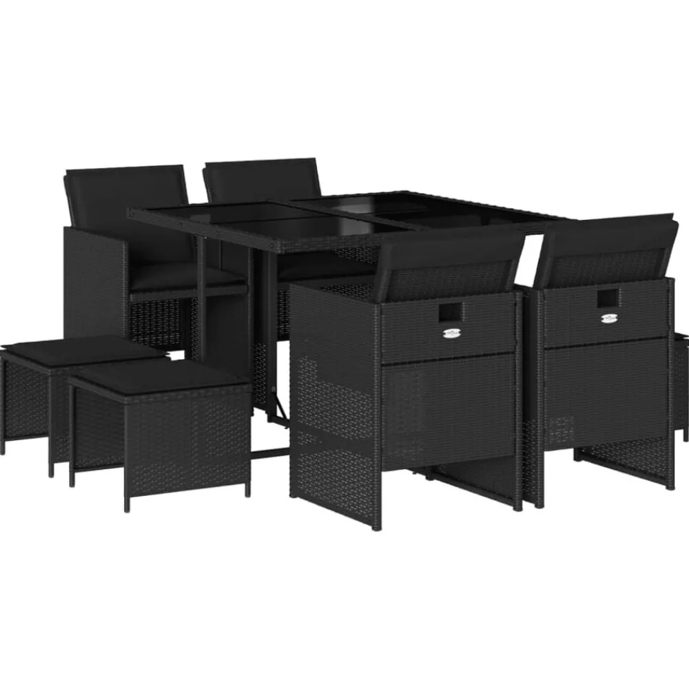 vidaXL Ensemble à manger de jardin 9pcs coussins résine tressée