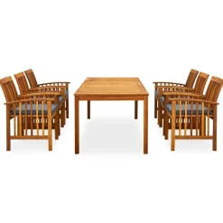 vidaXL Ensemble à manger de jardin 7 pcs avec coussins Acacia solide