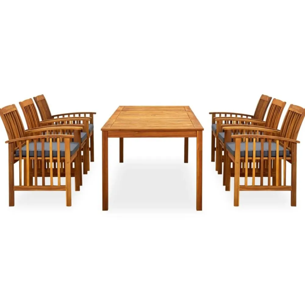 vidaXL Ensemble à manger de jardin 7 pcs avec coussins Acacia solide