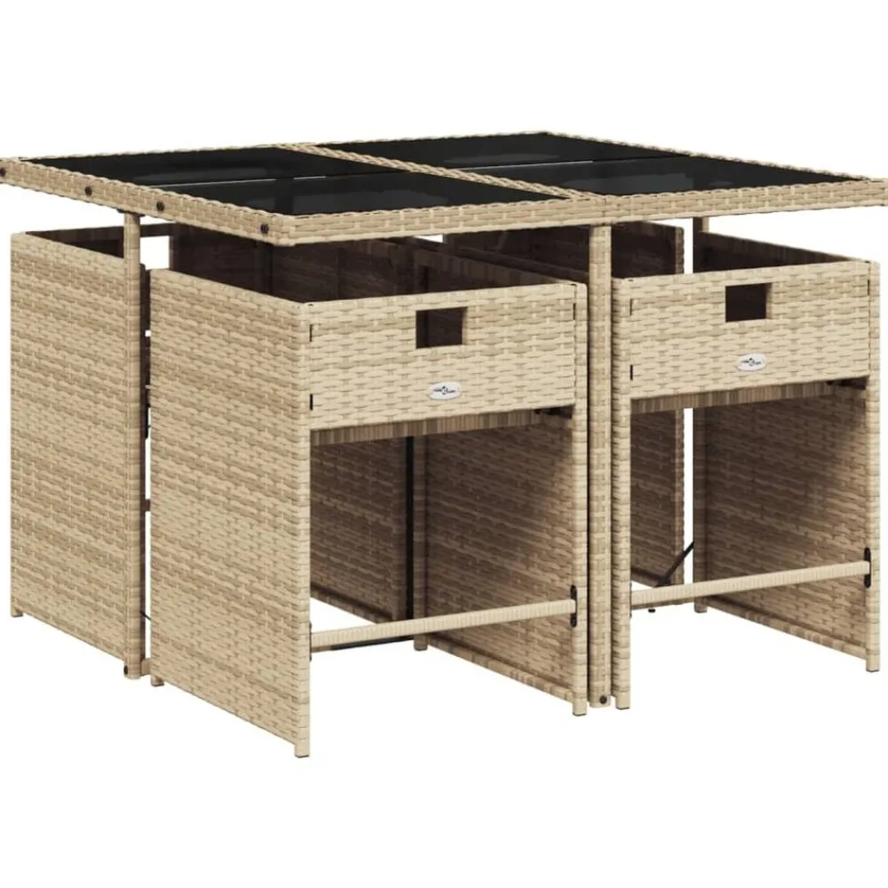 Mobilier De Jardin-vidaXL Ensemble à manger de jardin avec coussins 5pcs Beige poly rotin beige et crème