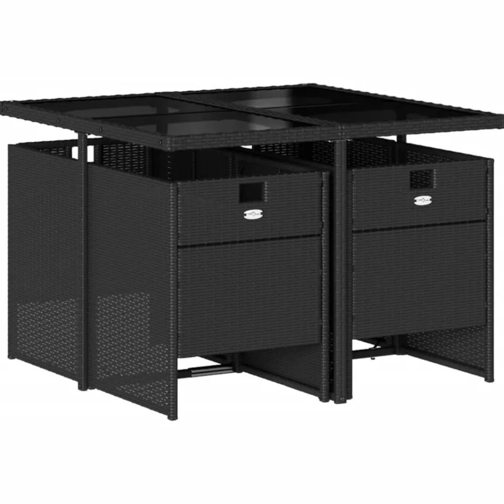Mobilier De Jardin-vidaXL Ensemble à manger de jardin coussins 5pcs Noir Résine tressée Noir et crème
