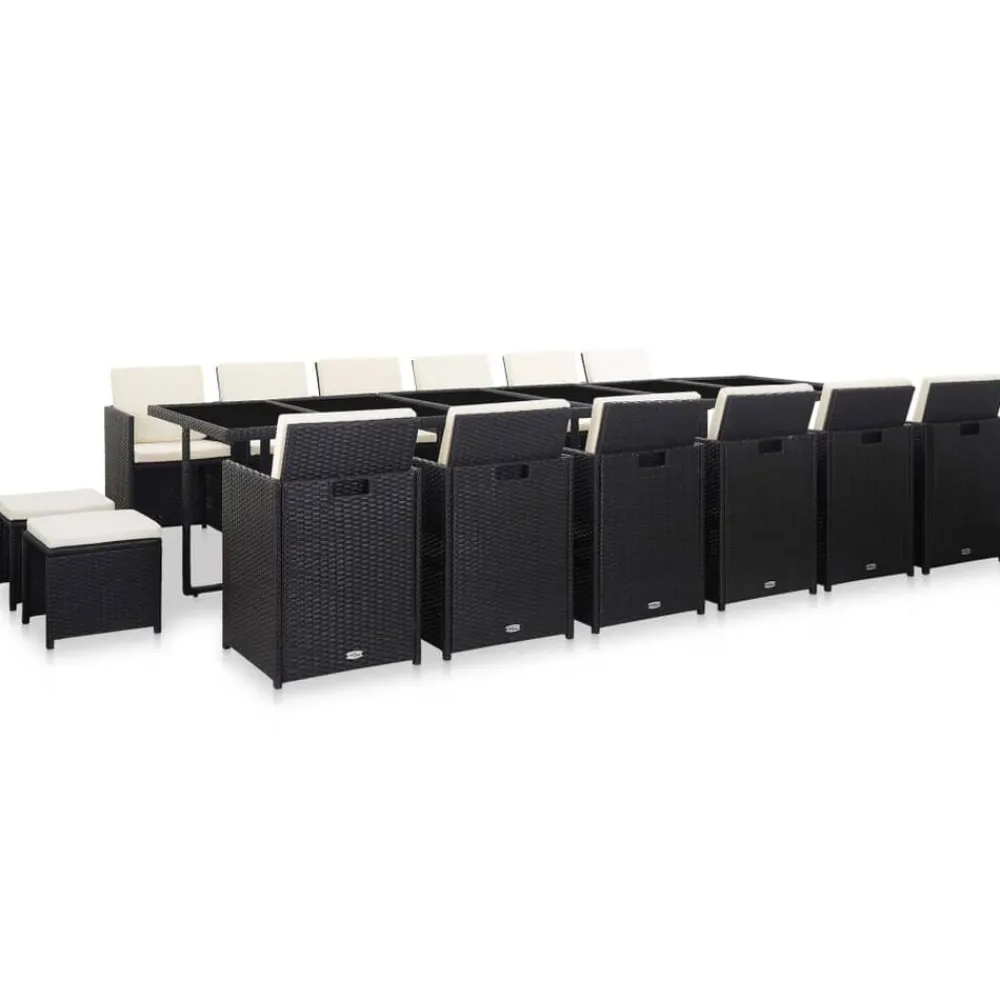 vidaXL Ensemble à manger d'extérieur 17 pcs avec coussins Rotin Noir