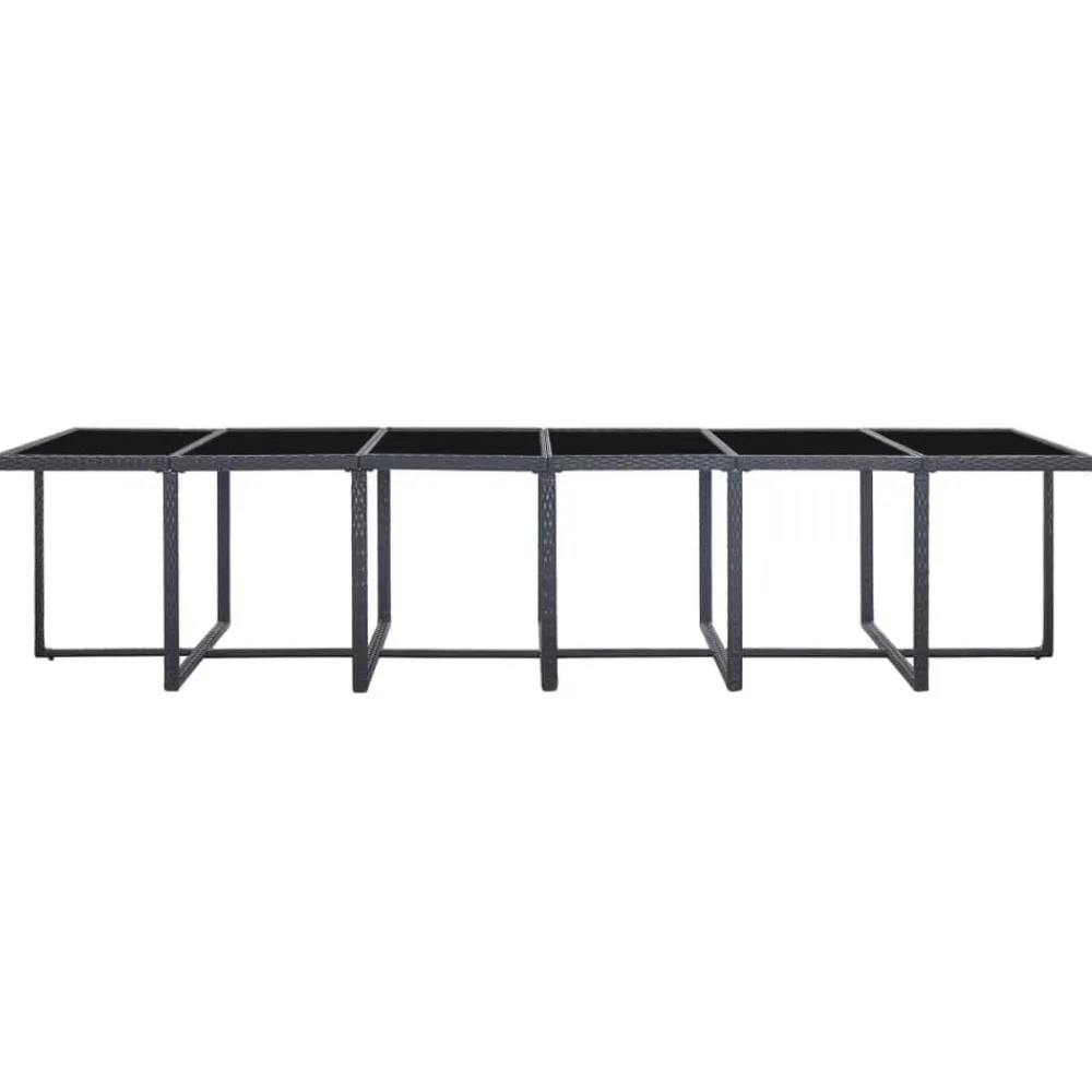 vidaXL Ensemble à manger d'extérieur 17 pcs avec coussins Rotin Noir