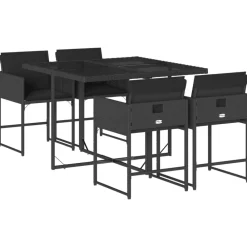 vidaXL Ensemble à manger de jardin coussins 5pcs Résine tressée