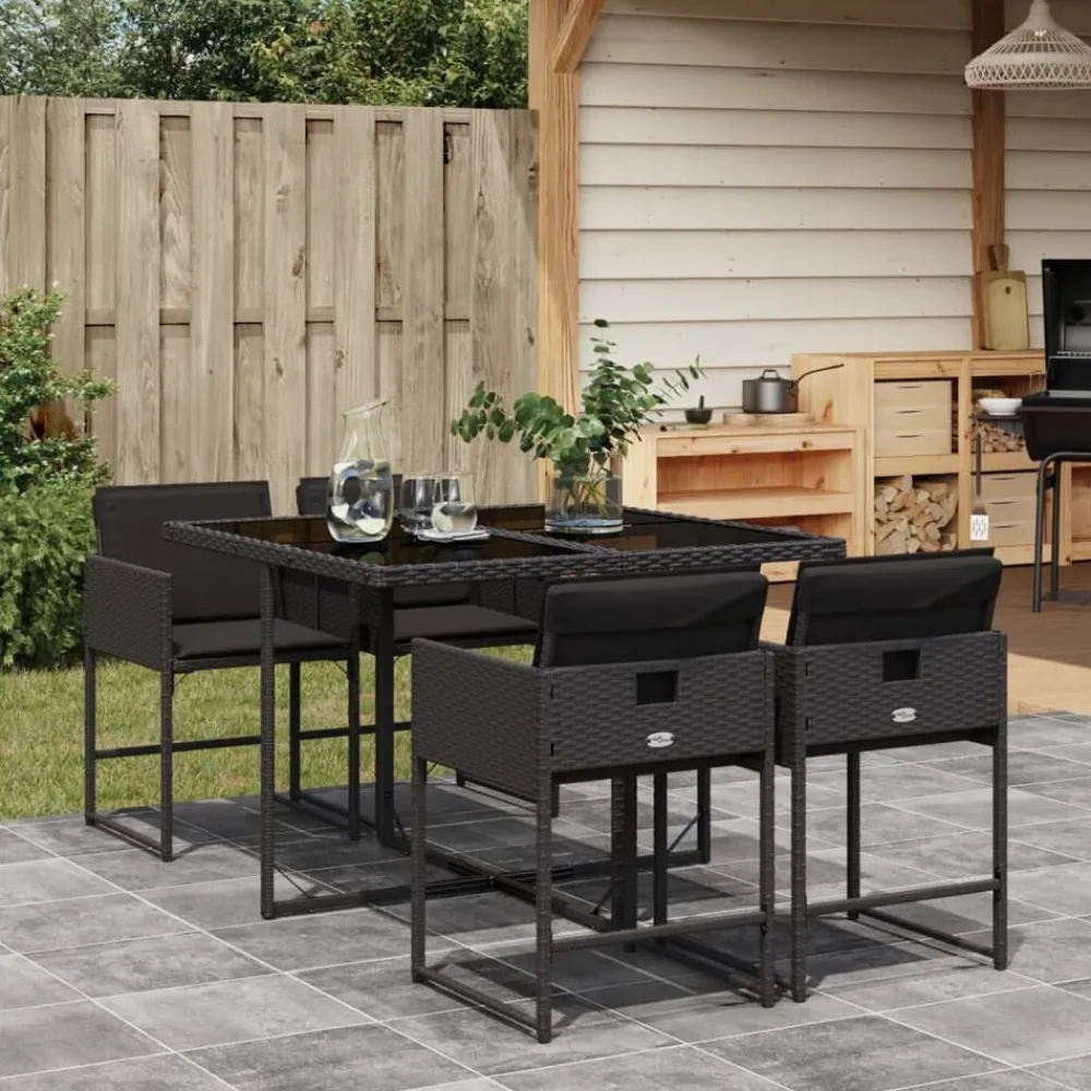 vidaXL Ensemble à manger de jardin coussins 5pcs Résine tressée
