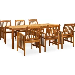 vidaXL Ensemble à manger de jardin 7 pcs avec coussins Acacia solide