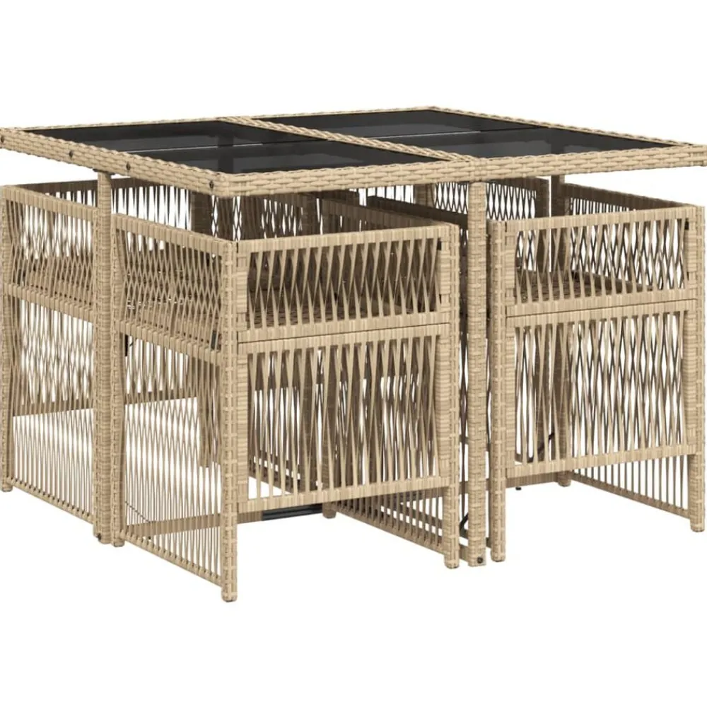Mobilier De Jardin-vidaXL Ensemble à manger de jardin avec coussins 5pcs Beige poly rotin beige et crème