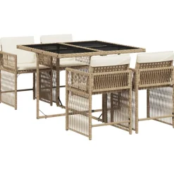 vidaXL Ensemble à manger de jardin avec coussins 5pcs poly rotin
