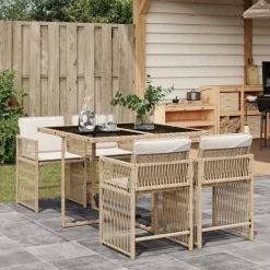 vidaXL Ensemble à manger de jardin avec coussins 5pcs poly rotin