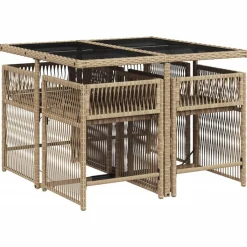 vidaXL Ensemble à manger de jardin avec coussins 5pcs poly rotin