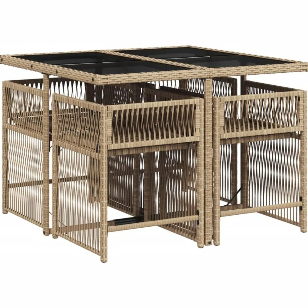 vidaXL Ensemble à manger de jardin avec coussins 5pcs poly rotin