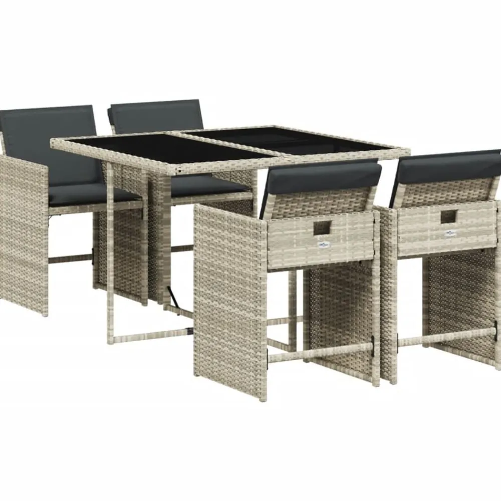 Mobilier De Jardin-vidaXL Ensemble à manger de jardin et coussins 5 pcs rotin Gris clair