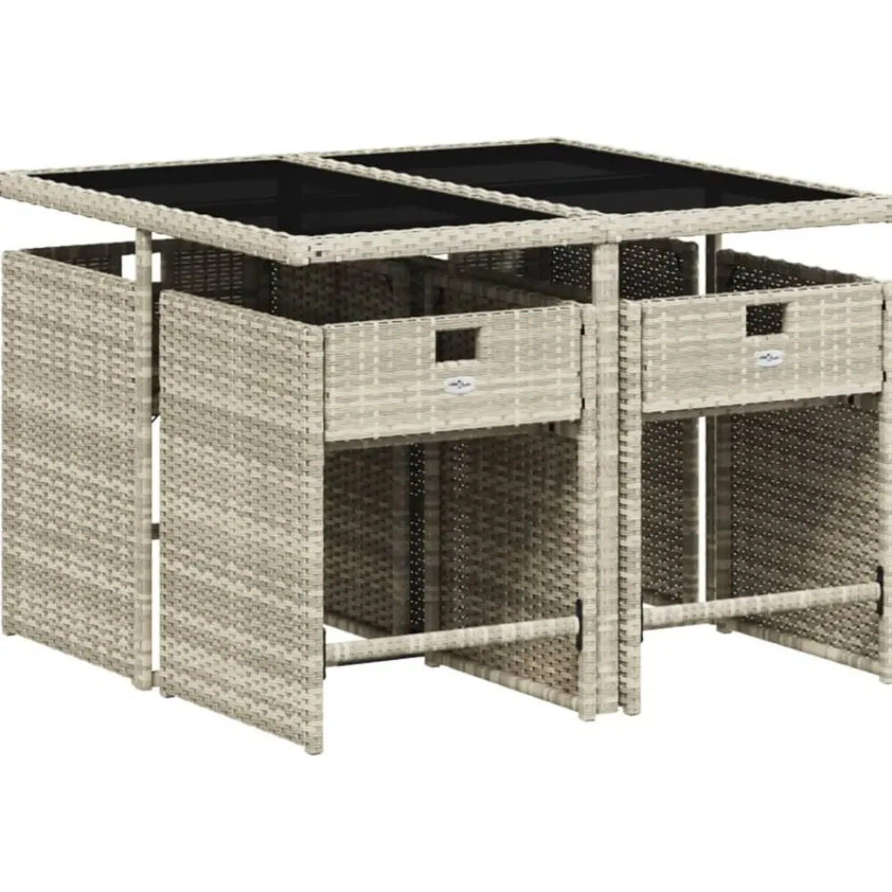 Mobilier De Jardin-vidaXL Ensemble à manger de jardin et coussins 5 pcs rotin Gris clair