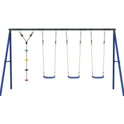 Jeux De Plein Air-vidaXL Ensemble balançoire d'extérieur balançoires et corde à disque Bleu