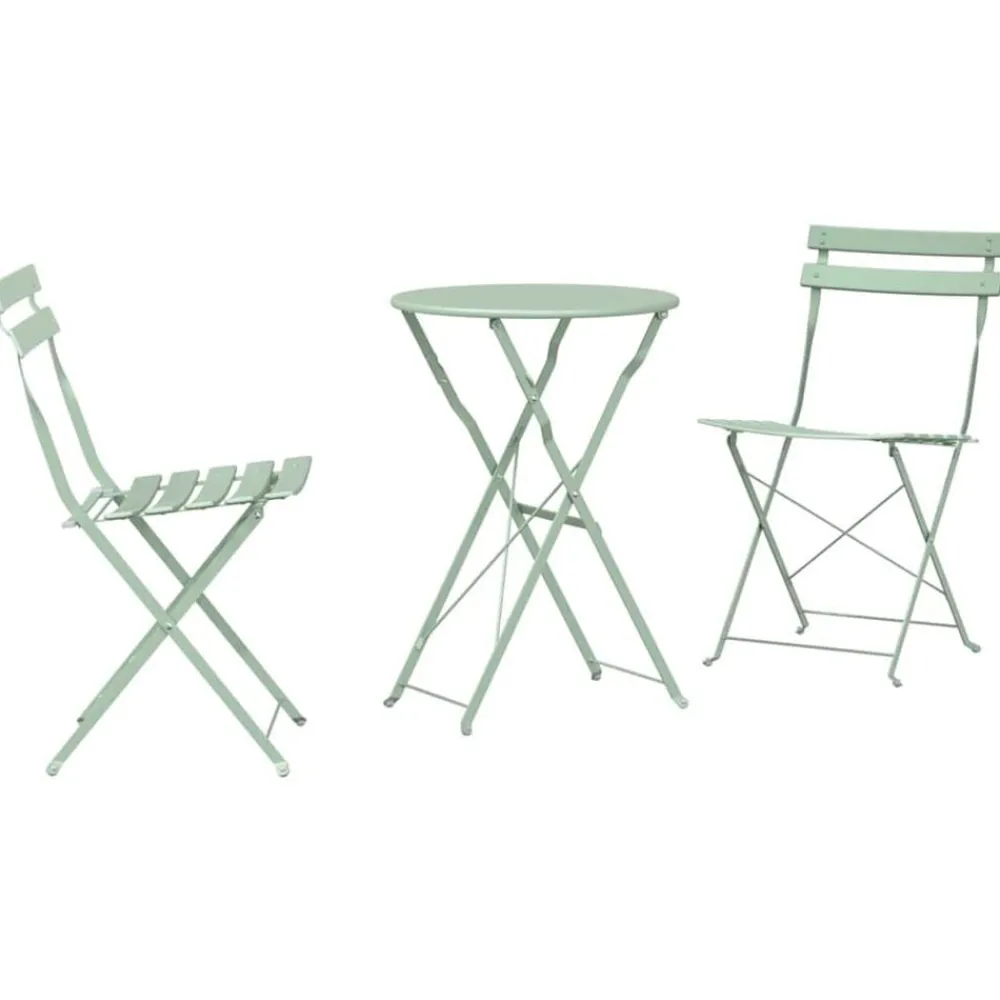 vidaXL Ensemble bistro pliant 3 pcs Écume de mer Acier