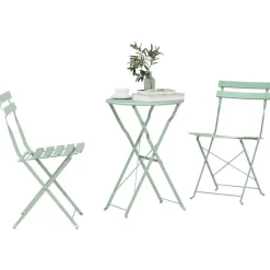 vidaXL Ensemble bistro pliant 3 pcs Écume de mer Acier