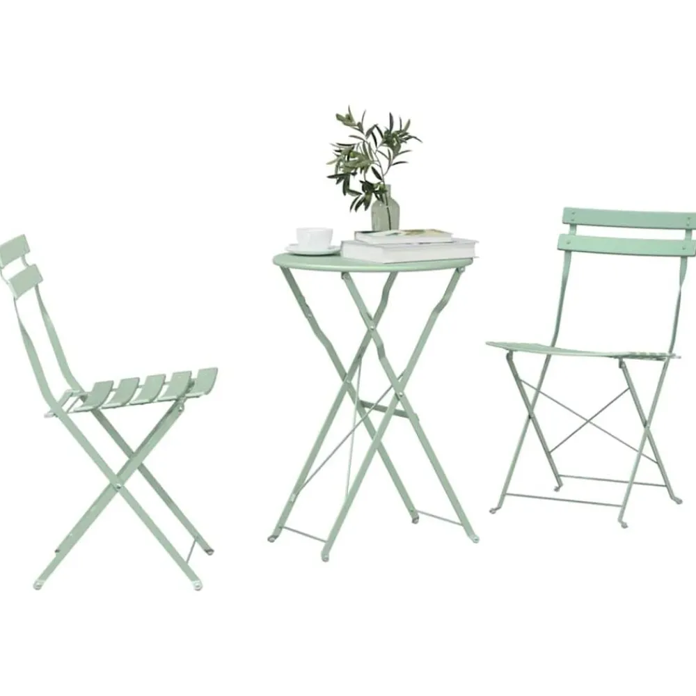 vidaXL Ensemble bistro pliant 3 pcs Écume de mer Acier